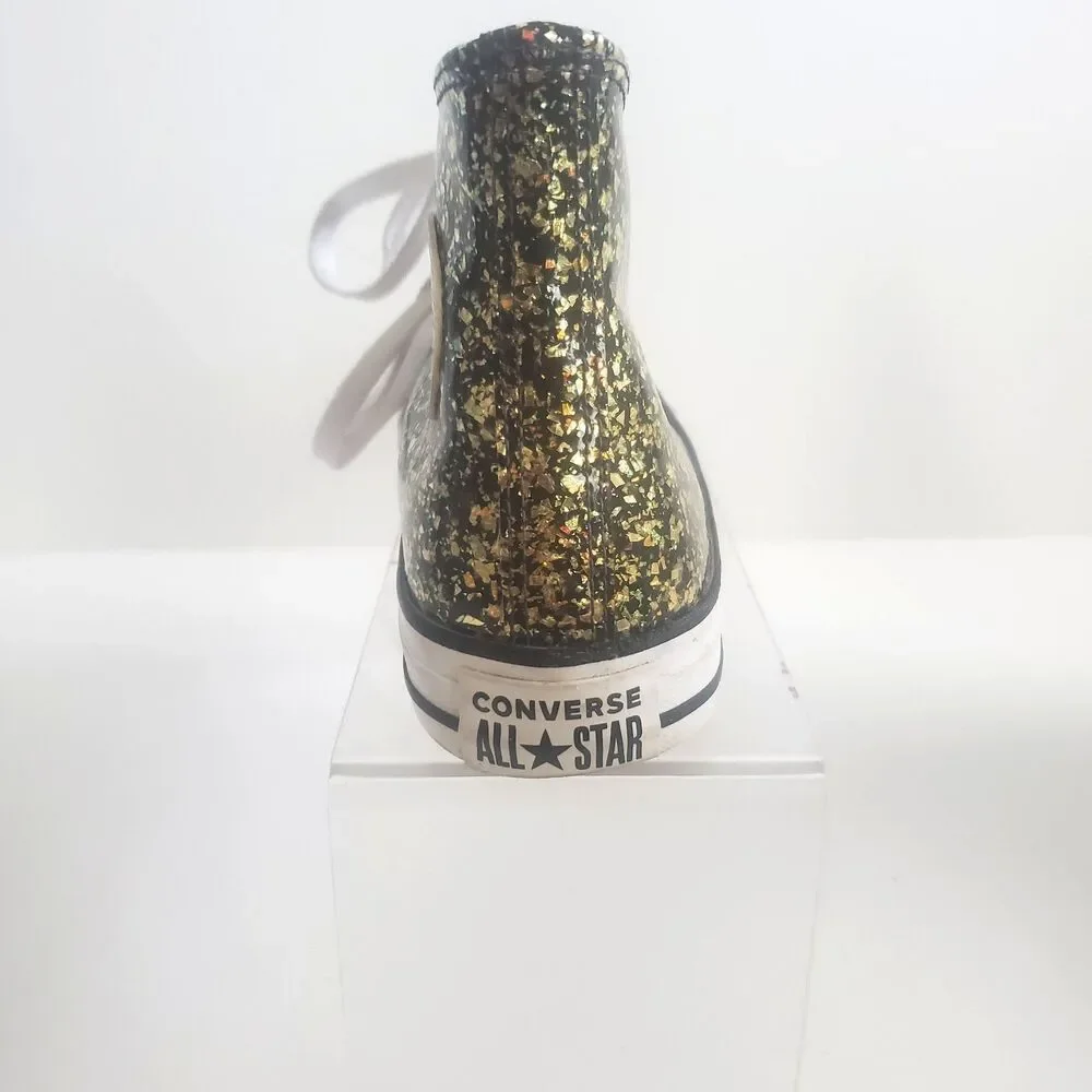 Converse Girls High Top Sneakers 5 Glitter Black Silver Chuck Taylor All Star